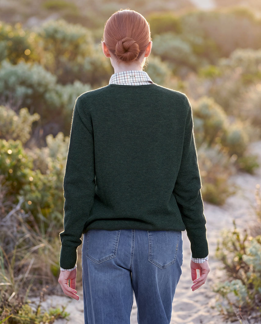 Damen Lambswool Pullover "Mary" in forrest green