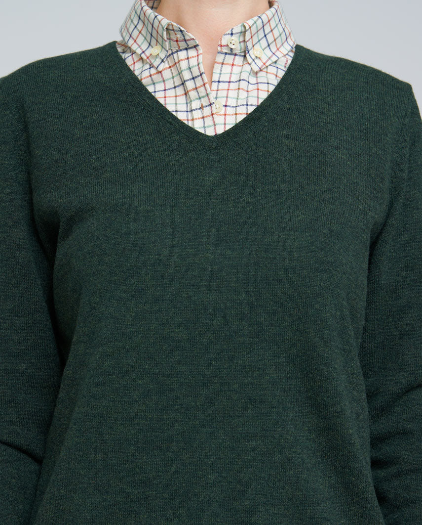 Damen Lambswool Pullover "Mary" in forrest green