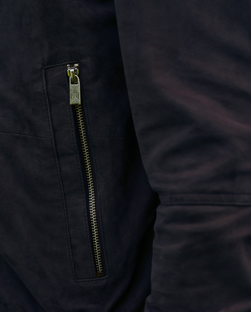 Men's Leather Blouson "Winston III" in Navy