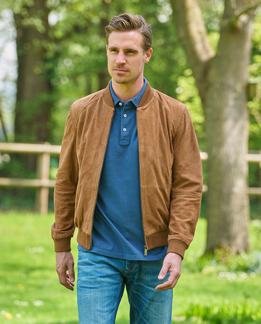 Men's Leather Blouson "Winston III" in Cognac