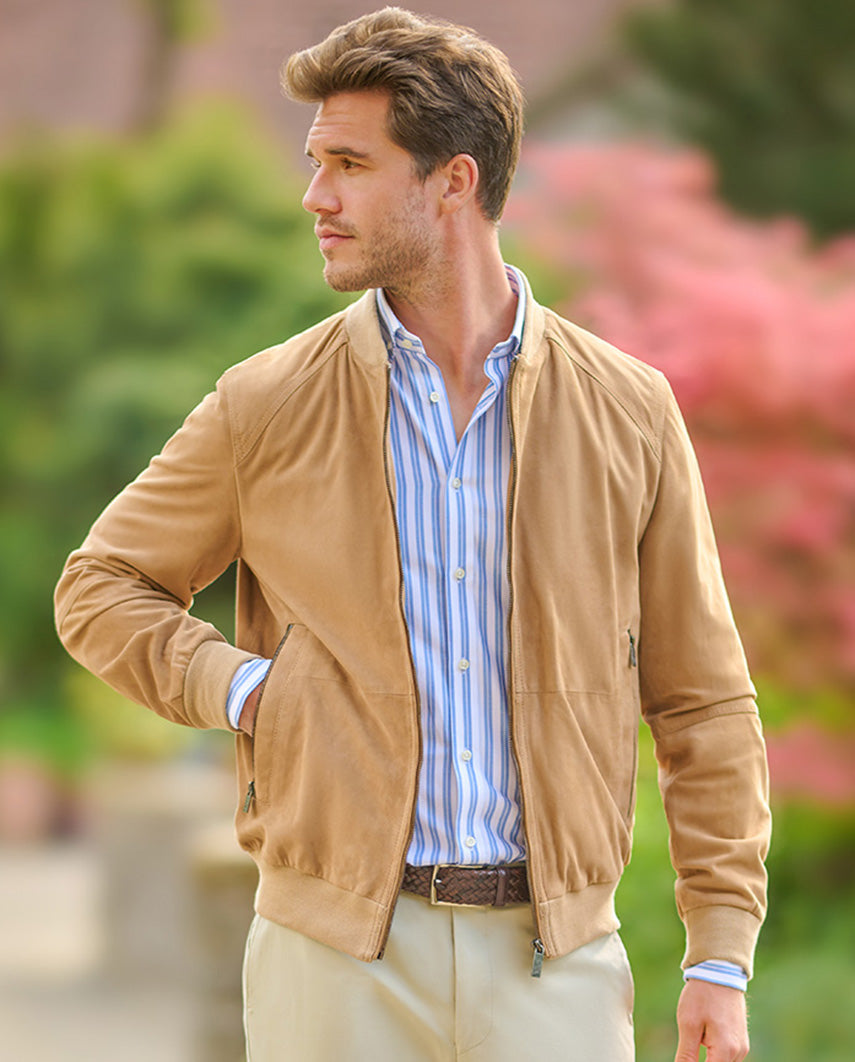 Leder Blouson ”Winston III” für Herren in light sand