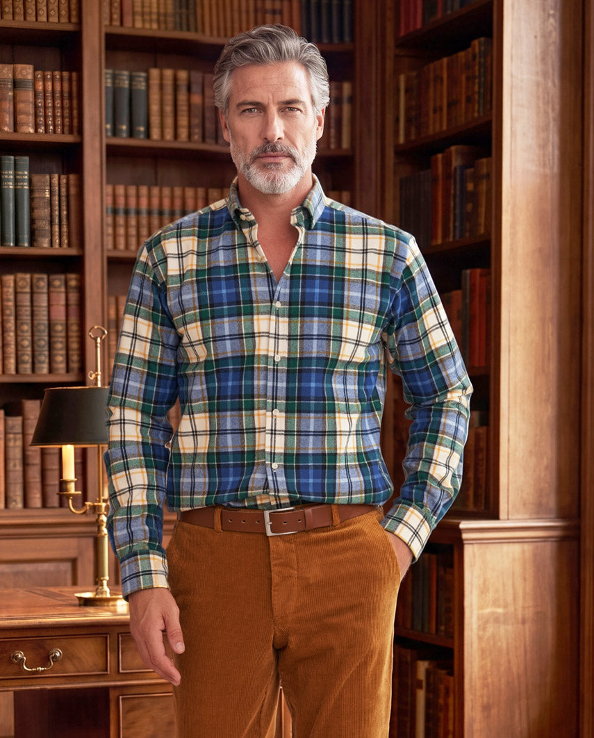 Herrenhemd "Steward" mit Button-Down-Kragen – flanell check