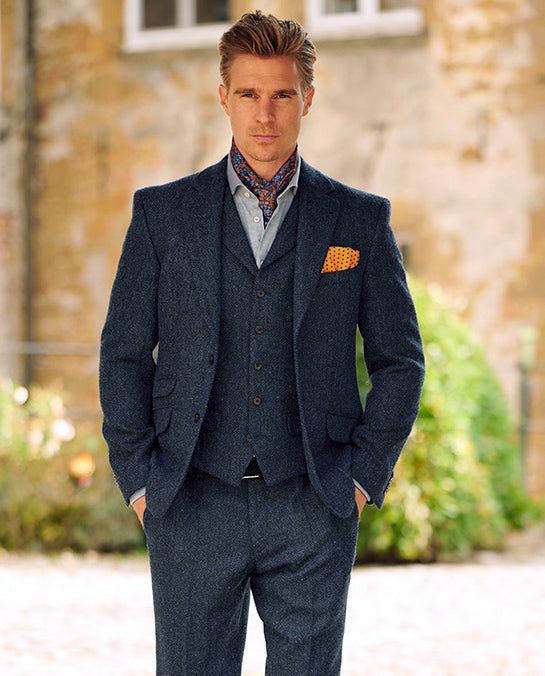 Harris Tweed Sakko "London" in blue herringbone