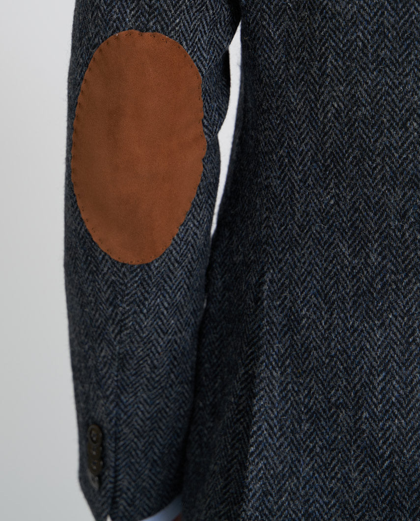 Harris Tweed Sakko "London" in seastone navy Herringbone