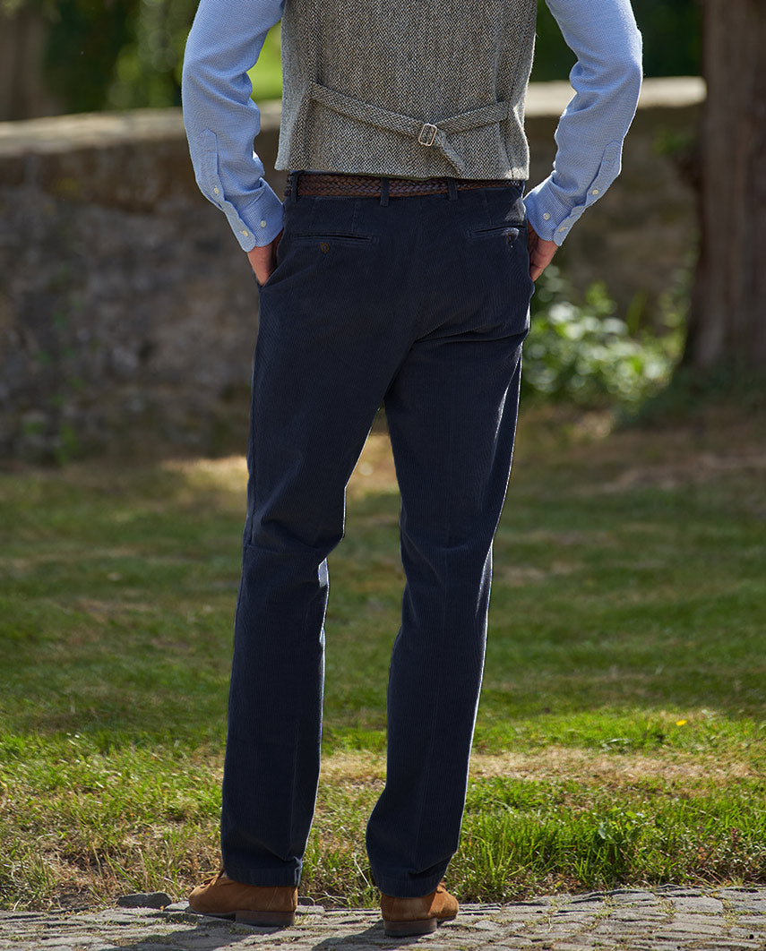 Men's Corduroy Trousers "Mr. Bradley" in Genoa Corduroy, Navy