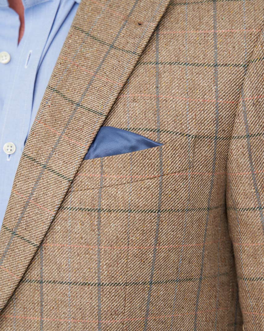Sommersakko ''London SO'' aus Seide in sand multicolor check