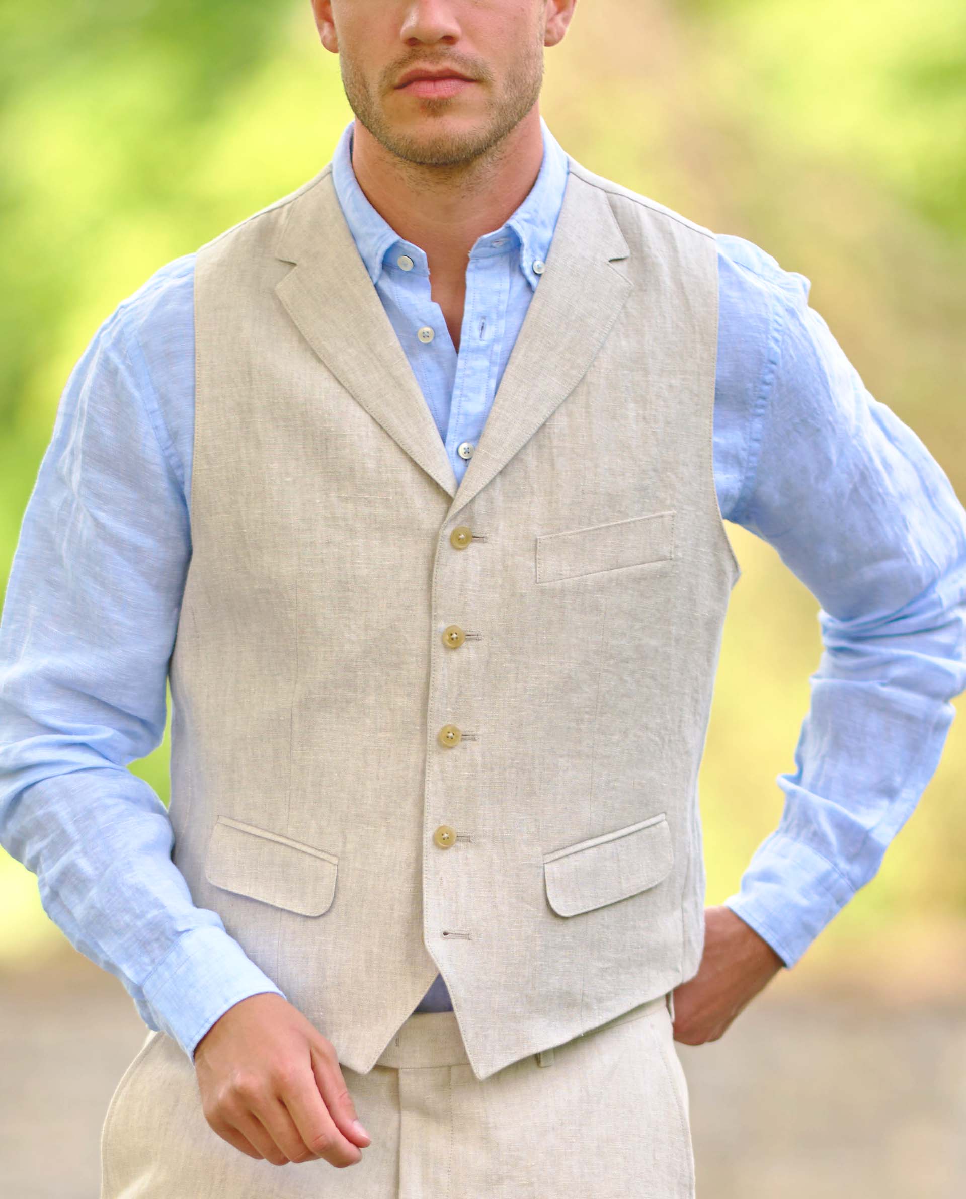 Men's Linen Vest "Wales" in natural