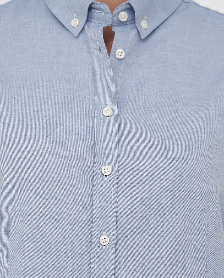 Button-Down Damenbluse „Stella“ in blau melange