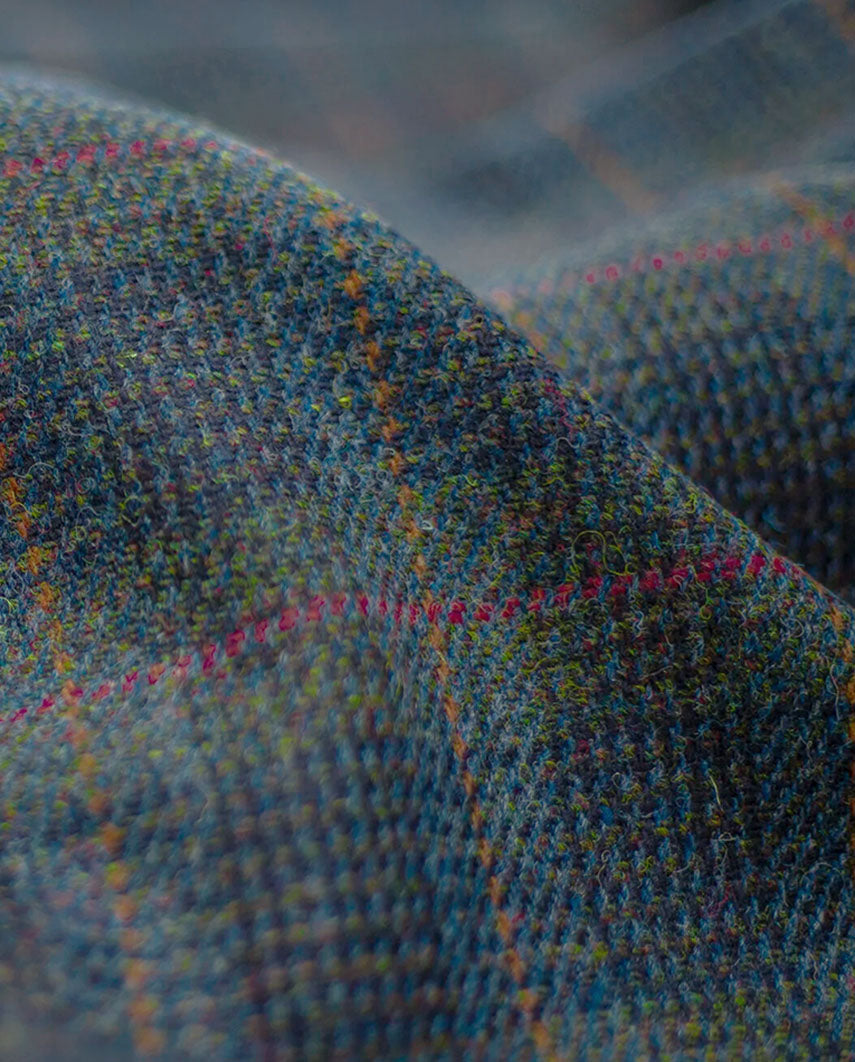 Wales - Harris Tweed Weste mit Kragen in multi-blue Twill