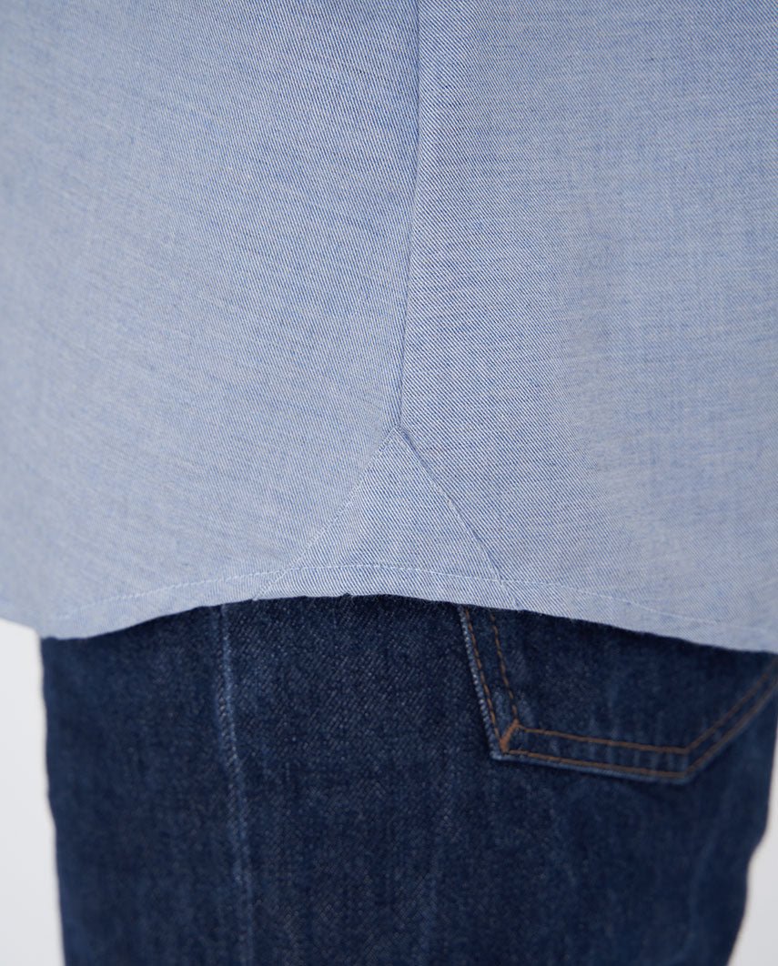 Button-Down Damenbluse „Stella“ in blau melange - Wellington of Bilmore