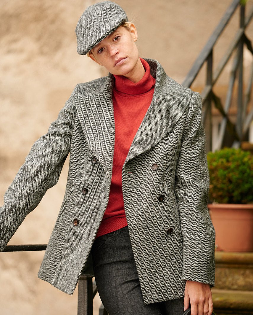 Caban ''Kathy'' der 'Pea Coat' für Damen in black Herringbone - Wellington of Bilmore