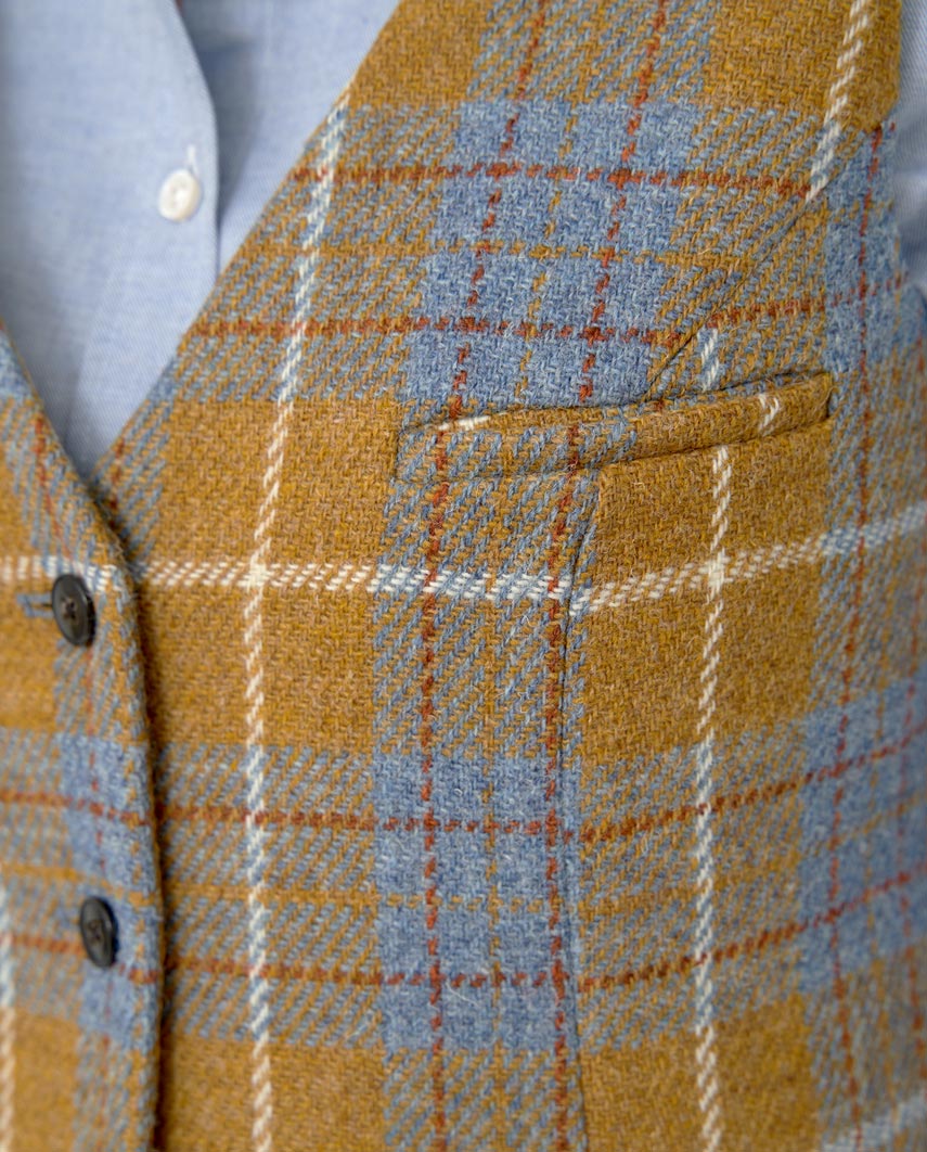 Damen Harris Tweed Weste "Lea" in amber check - Wellington of Bilmore