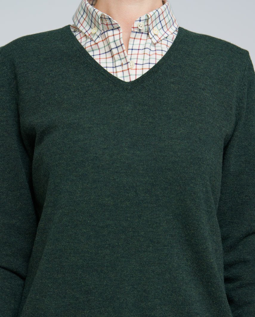 Damen Lambswool Pullover "Mary" in forrest green - Wellington of Bilmore