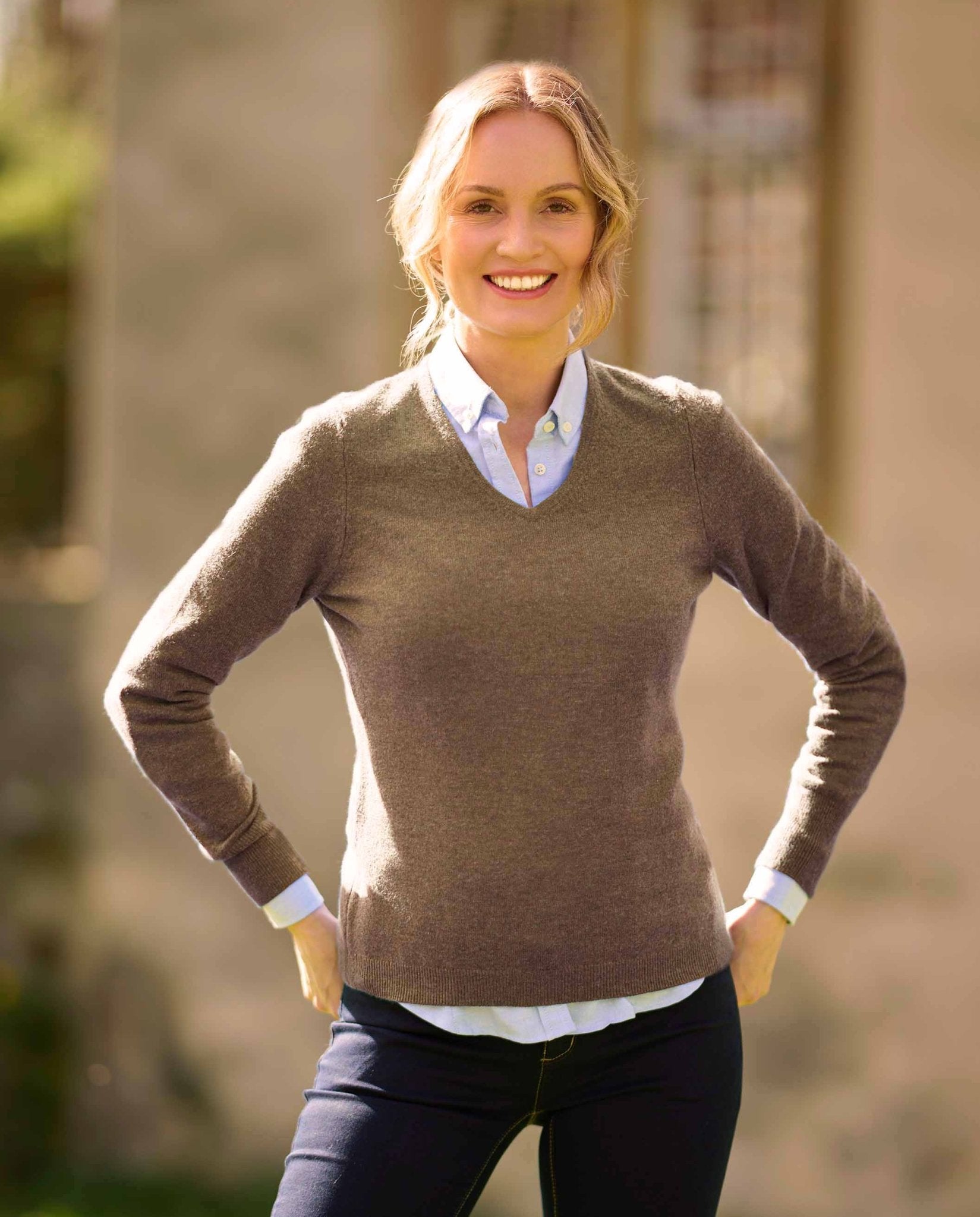 Damen Lambswool Pullover ''Mary'' in nutmeg - Wellington of Bilmore