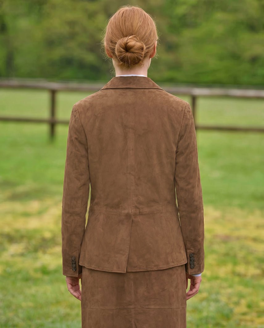 Damen Lederblazer „Kimberly“ aus Ziegen-Veloursleder in hazelnut - Wellington of Bilmore