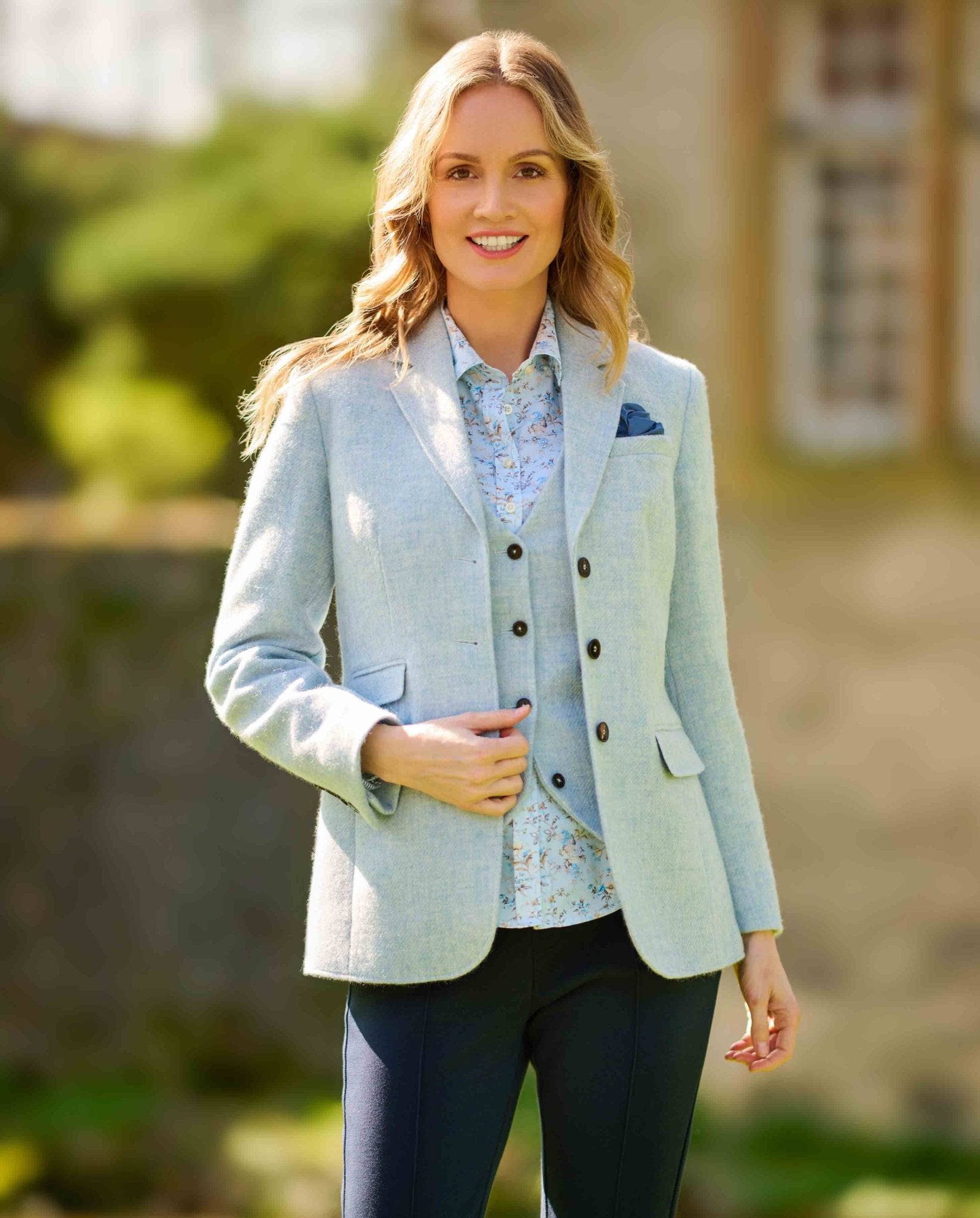 Harris Tweed Blazer ''Carola'' in light blue Twill - Wellington of Bilmore