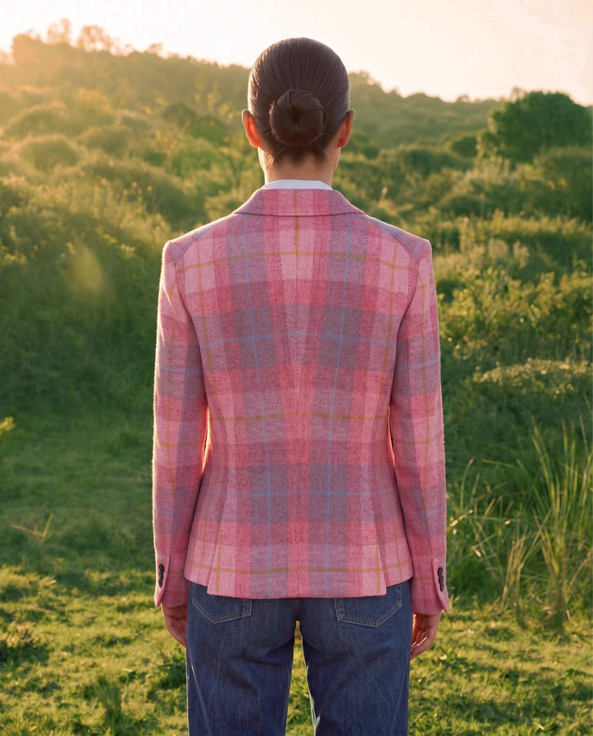 Harris Tweed Blazer ''Ladiesclub'' in Rose Punk Check - Wellington of Bilmore