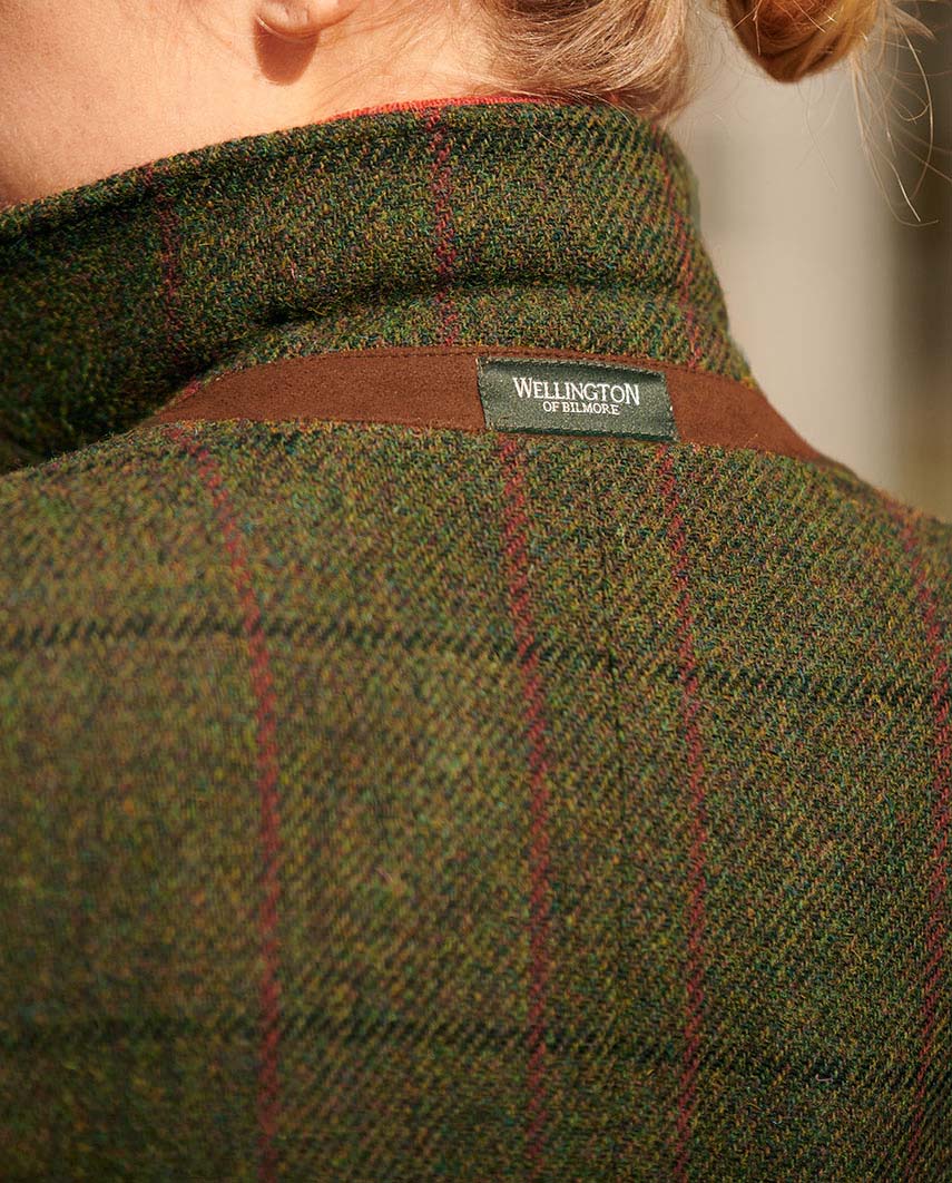 Harris Tweed Damenmantel ''Brenda'' in green Overcheck - Wellington of Bilmore