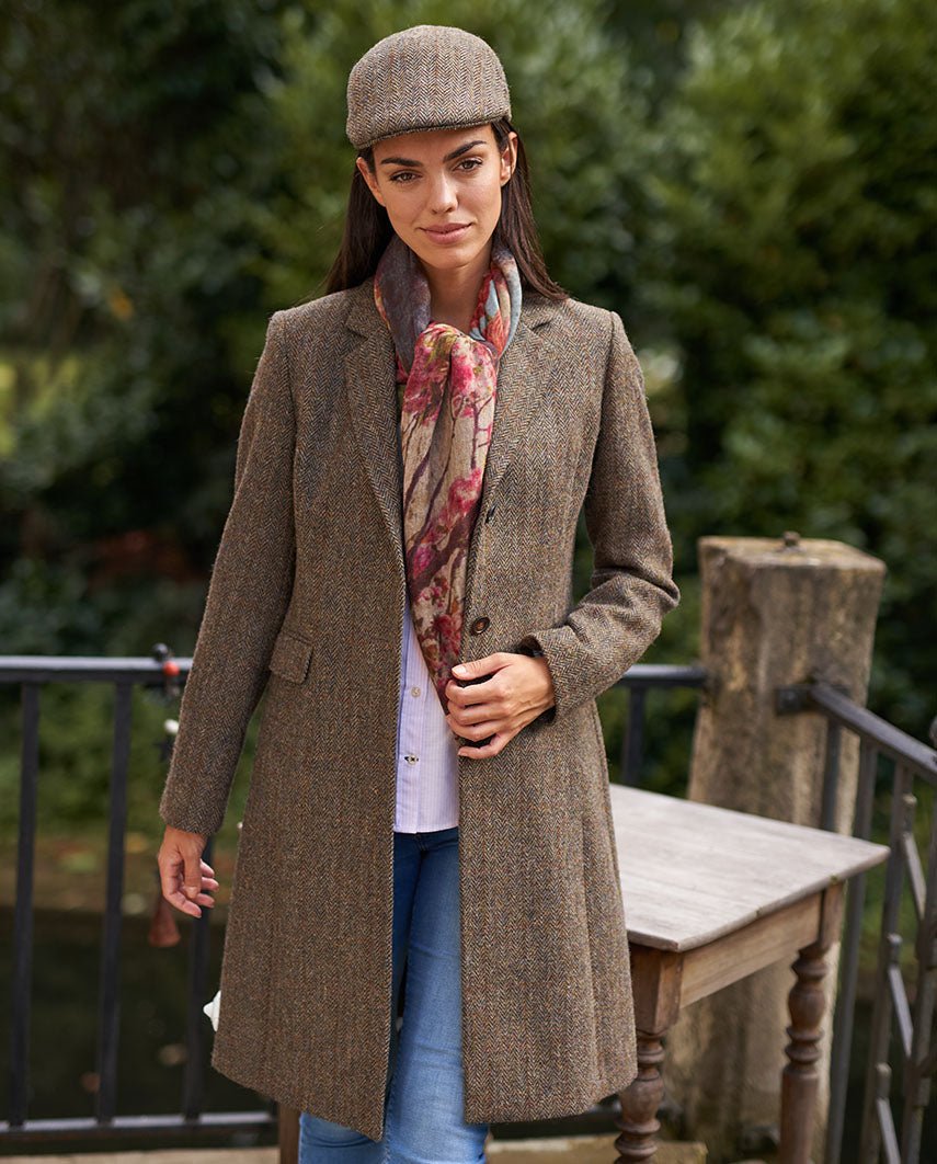 Harris Tweed Damenmantel ''Emilia'' in evergreen - Wellington of Bilmore
