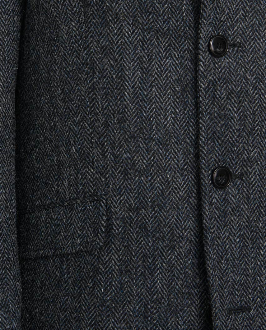 Harris Tweed Herrenmantel „Southhampton“ – Seastone Navy Herringbone - Wellington of Bilmore