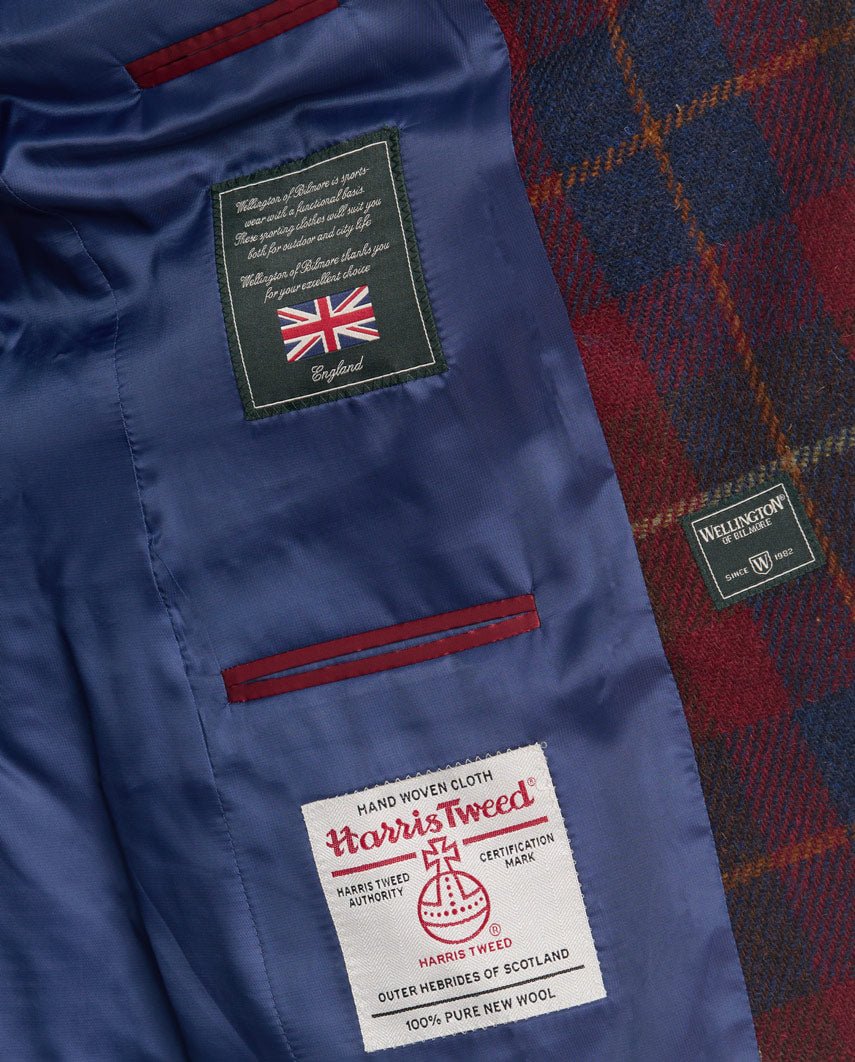 Harris Tweed Sakko ''London'' in berry check - Wellington of Bilmore
