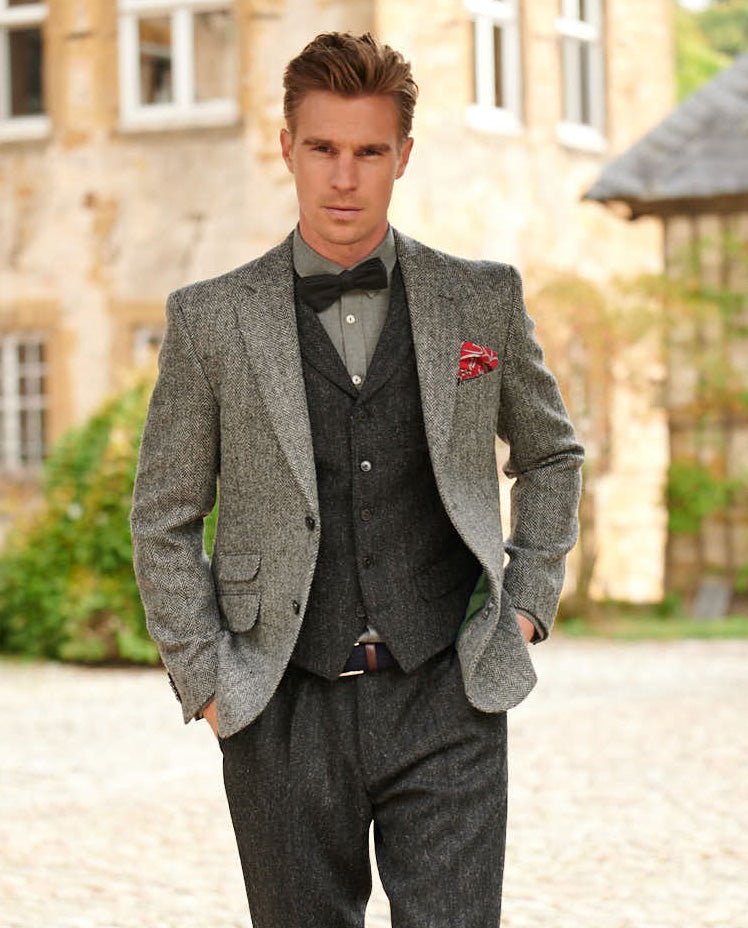 Harris Tweed Sakko ''London'' in black herringbone - Wellington of Bilmore