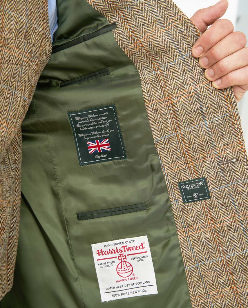 Harris Tweed Sakko ''London'' in sand herringbone - Wellington of Bilmore