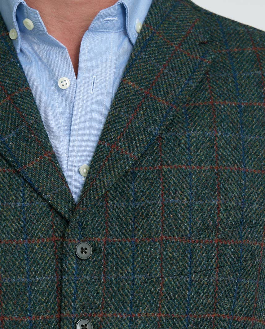 Harris Tweed Weste ''Wales'' in royal green Tweed - Wellington of Bilmore