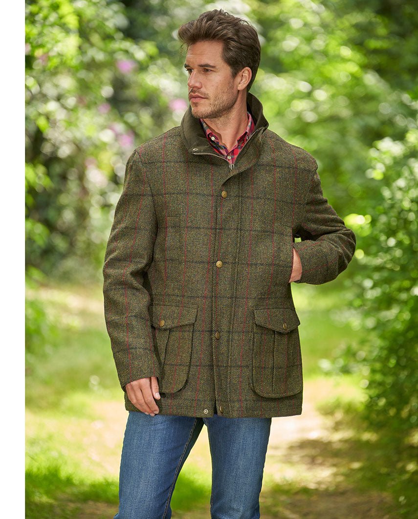 Herren Fieldjacket ''Bristol'' aus Harris Tweed in green overcheck - Wellington of Bilmore