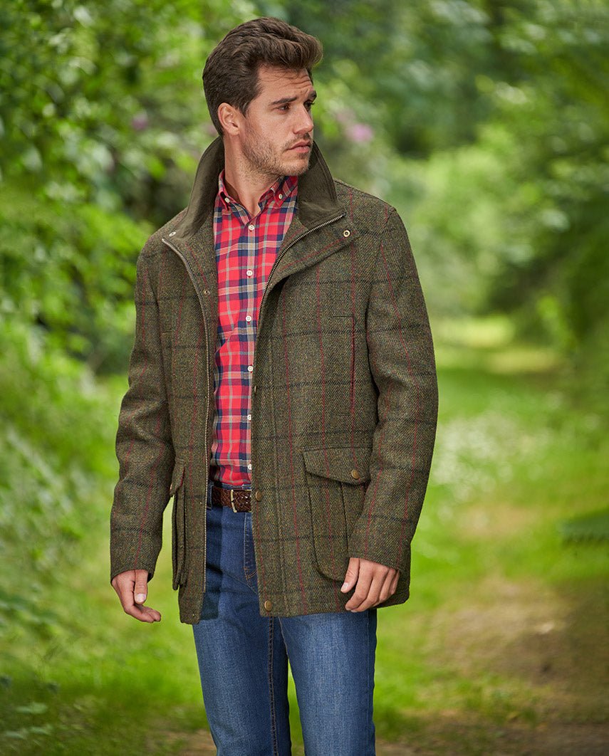 Herren Fieldjacket ''Bristol'' aus Harris Tweed in green overcheck - Wellington of Bilmore