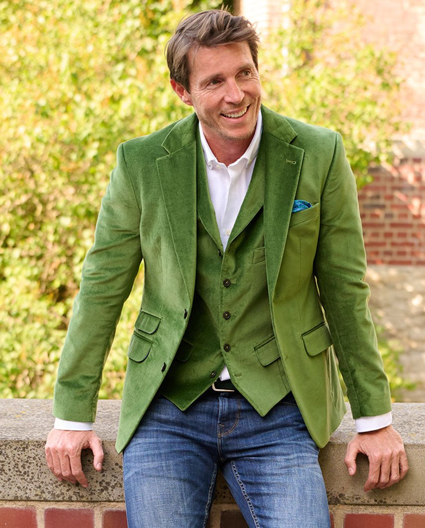 Herren Samt Sakko ''London'' in oliv - Wellington of Bilmore
