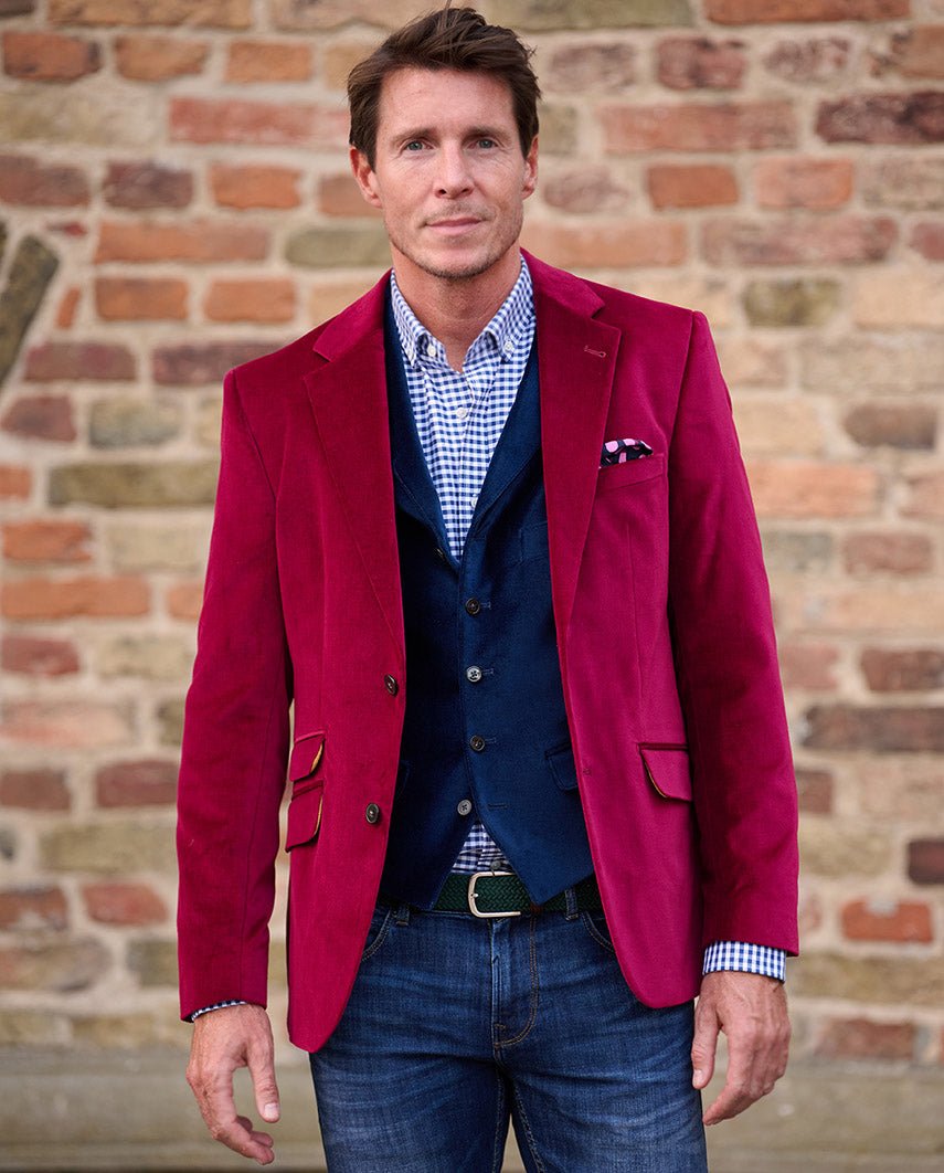 Herren Samt Sakko ''London'' in red - Wellington of Bilmore
