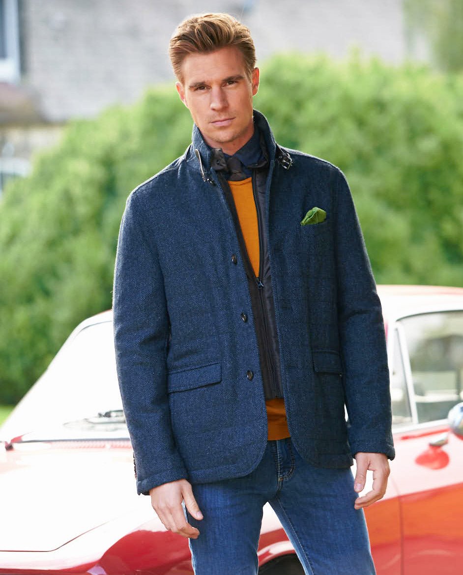 Herren Tweed Jacke ''Austria'' Jacke in blue herringbone - Wellington of Bilmore