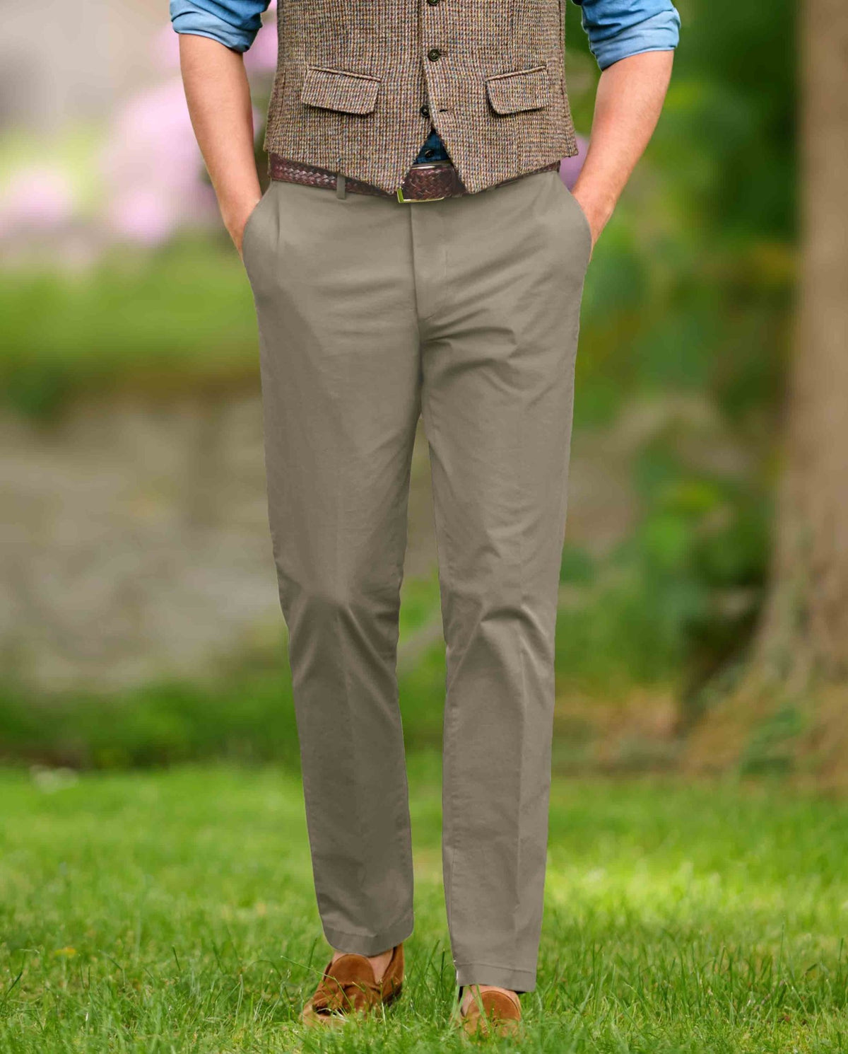 Herren - Winter - Chino ‘Mr. Jones’ in stone – Premium Pima - Cotton - Wellington of Bilmore