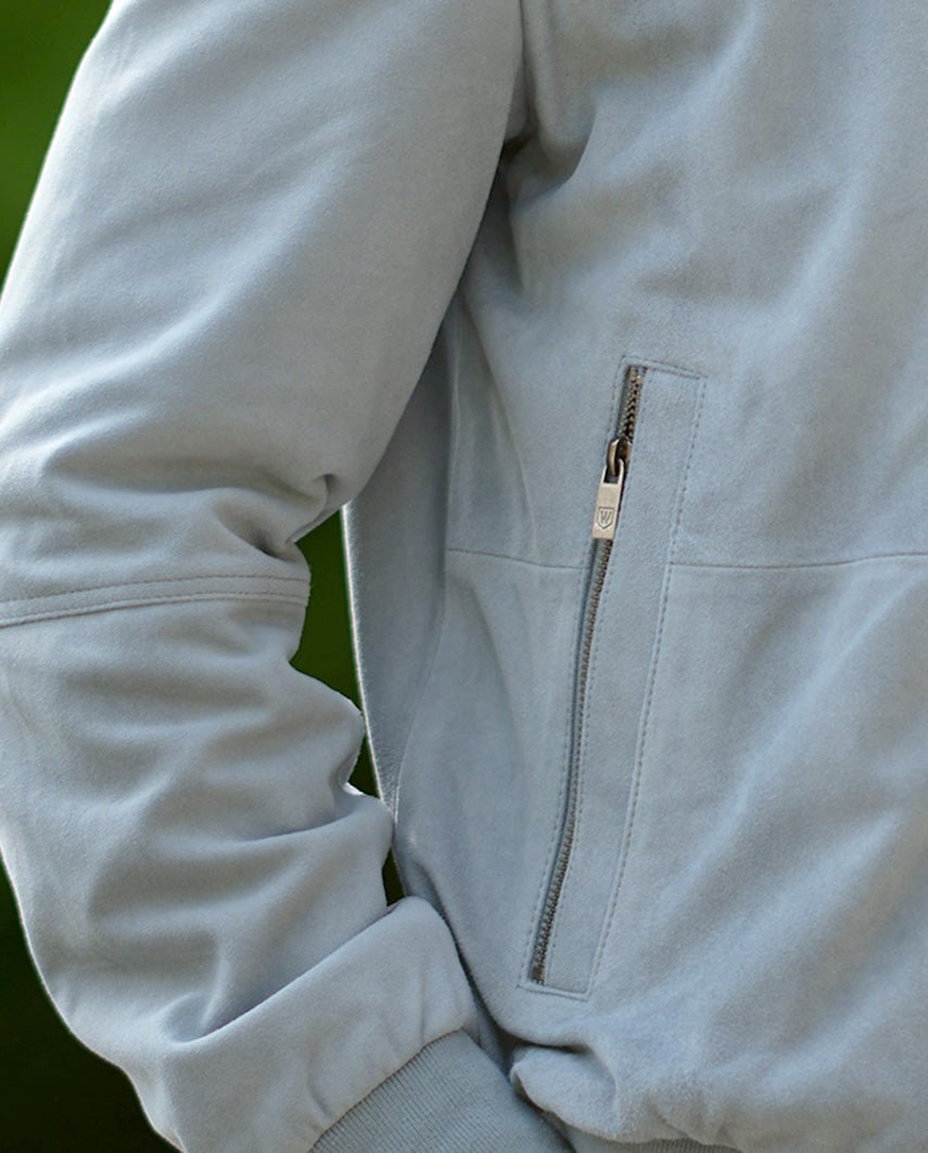 Leder Blouson ”Winston III” für Herren in hellblau - Wellington of Bilmore