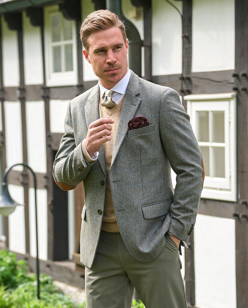 Sakko ''Charles'' im hellgrauen Fischgrat aus Lovat Tweed - Wellington of Bilmore