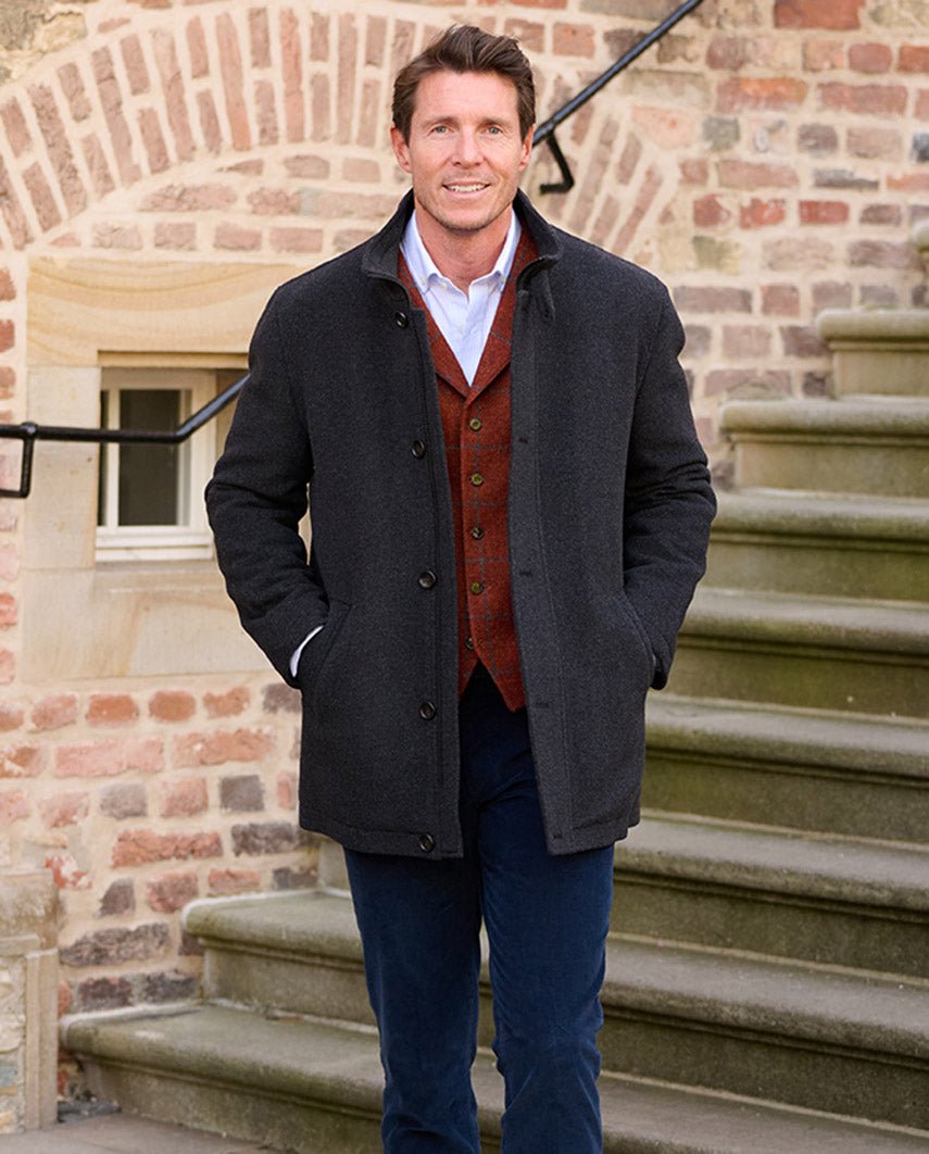 Stilvolle Herrenjacke ''Brooklyn'' in anthrazit aus Woll - Kaschmirqualität - Wellington of Bilmore