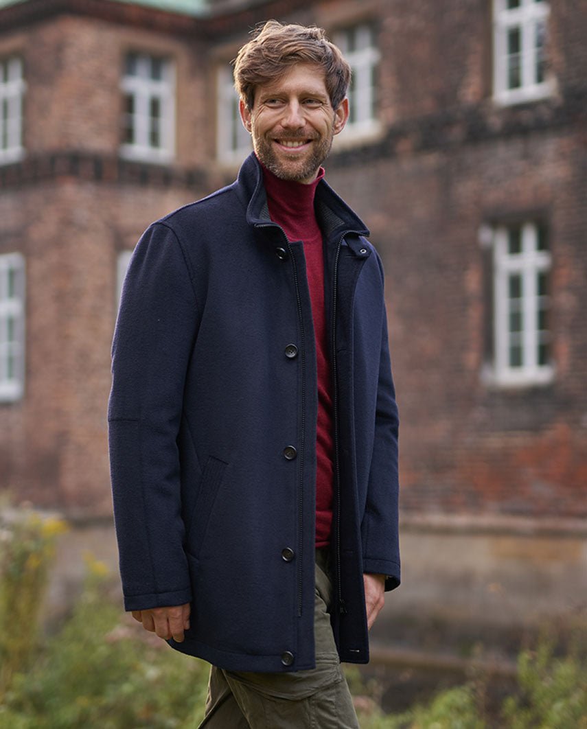 Stilvolle Herrenjacke ''Brooklyn'' in navy aus Woll - Kaschmirqualität - Wellington of Bilmore