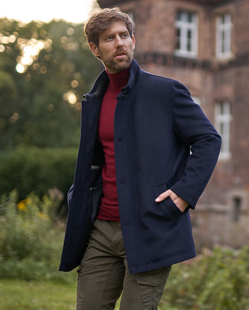 Stilvolle Herrenjacke ''Brooklyn'' in navy aus Woll - Kaschmirqualität - Wellington of Bilmore
