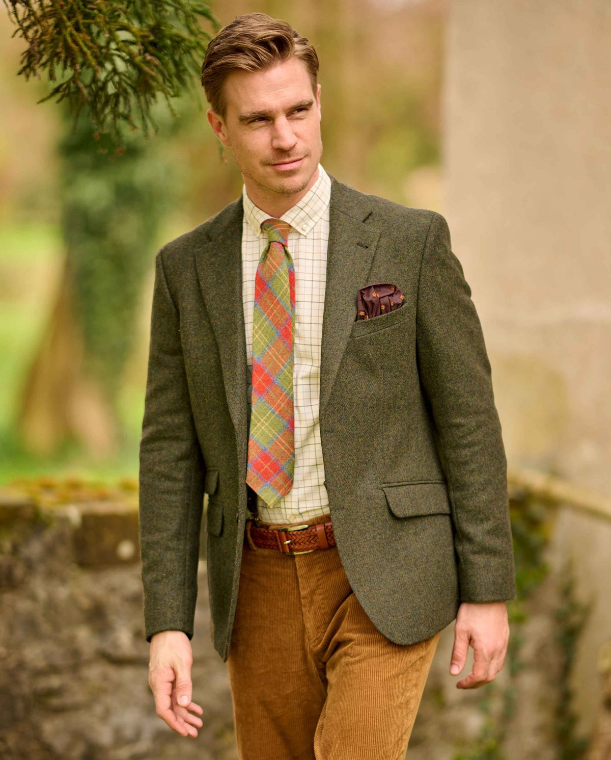 Tweed Sakko "London" in dunkel grün melange - Wellington of Bilmore