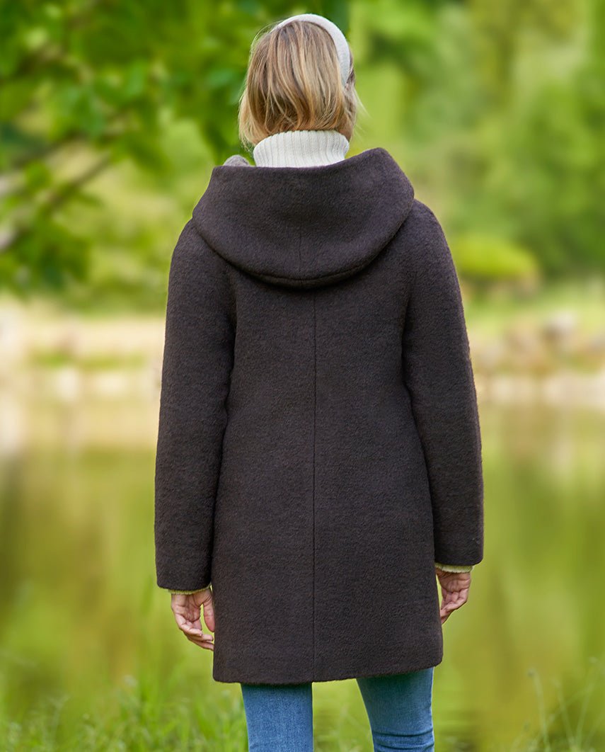 Walkmantel '' Sally'' mit Kapuze in chocobrown - Wellington of Bilmore
