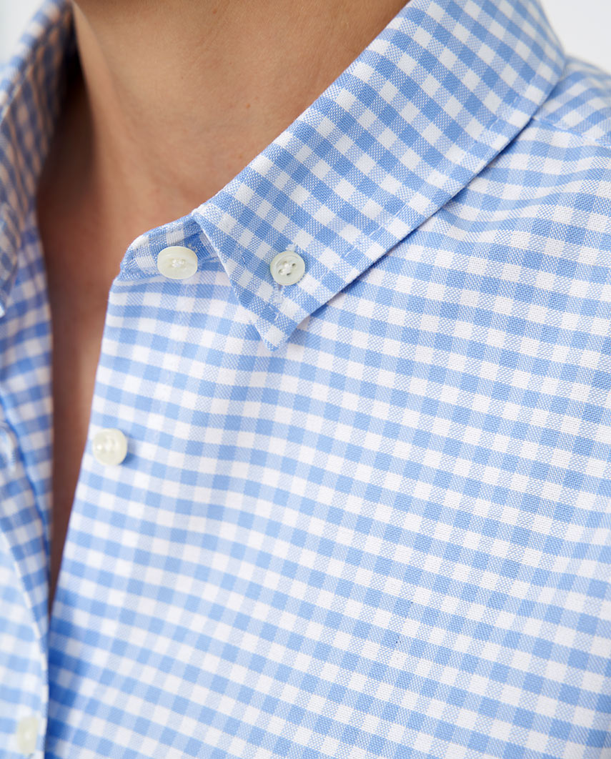 Button-Down Damenbluse „Stella“ in blue vichy