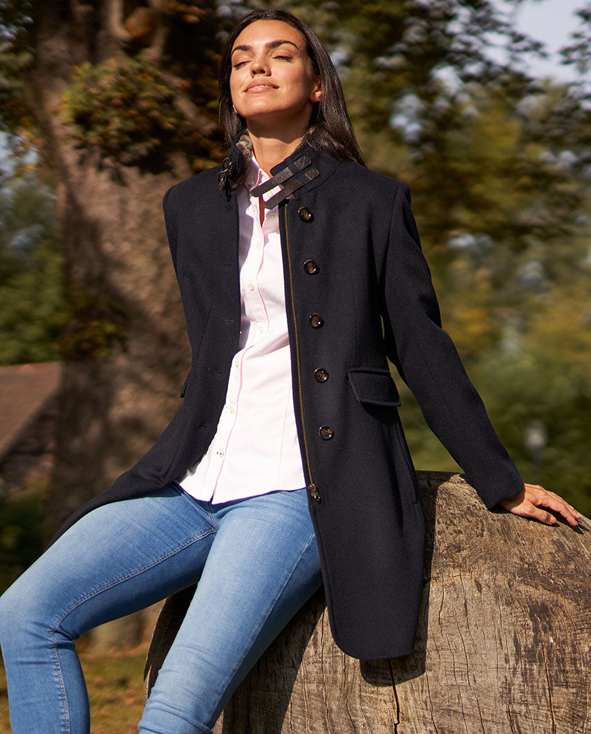 Stylish women's wool coat "Paula" in navy