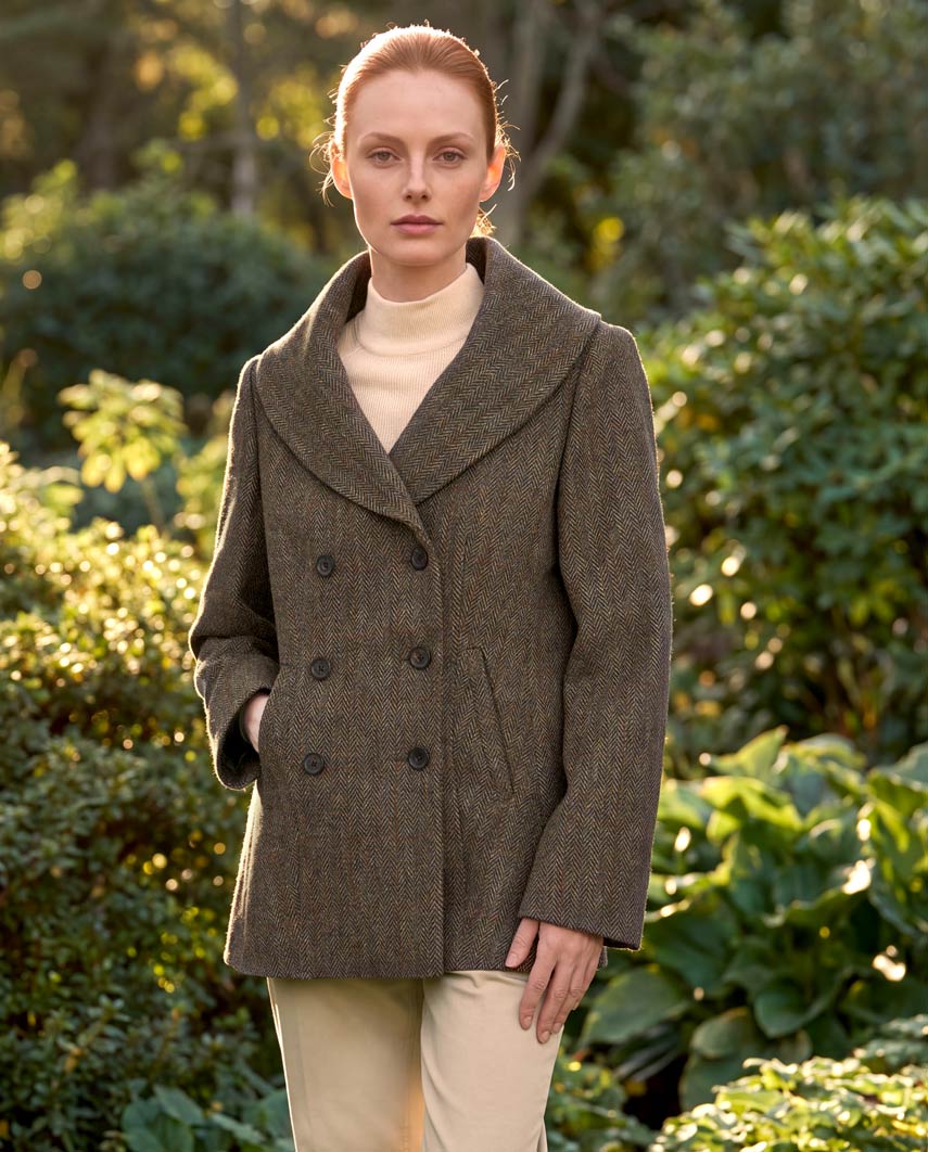 Caban "Kathy" aus Harris Tweed in evergreen