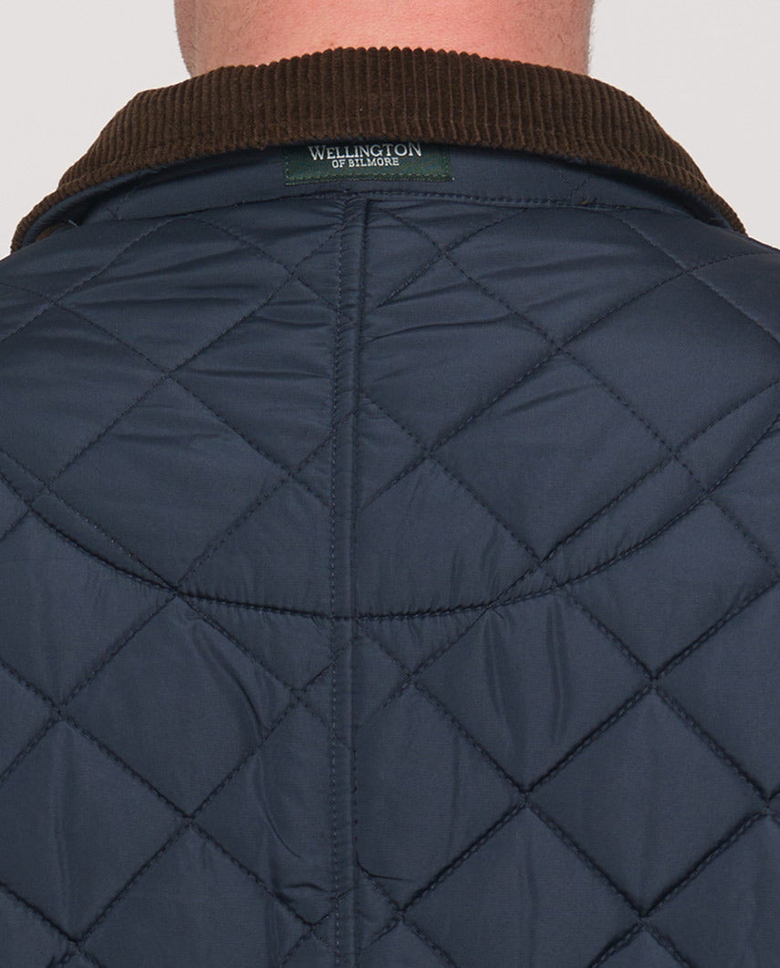 Herren Steppjacke ''Boston'' in navy mit Harris Tweed Applikationen