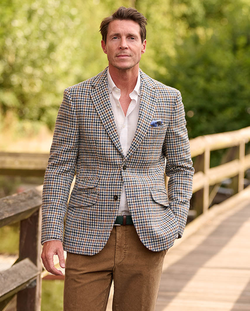 Harris Tweed Jacket "London" in cream houndstooth