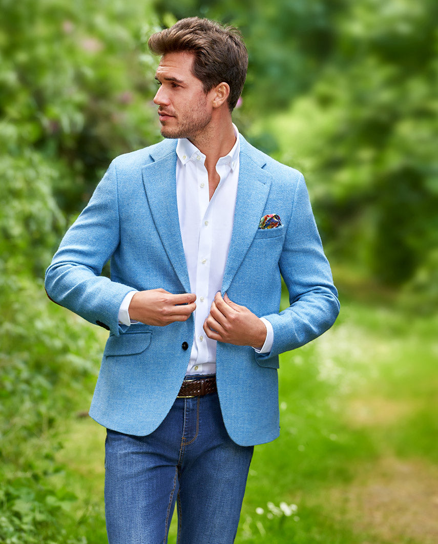 Harris Tweed blazer "London" in light blue twill