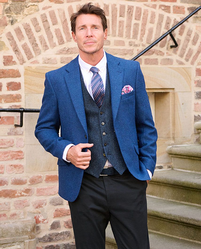 Harris Tweed jacket "London" in blue twill