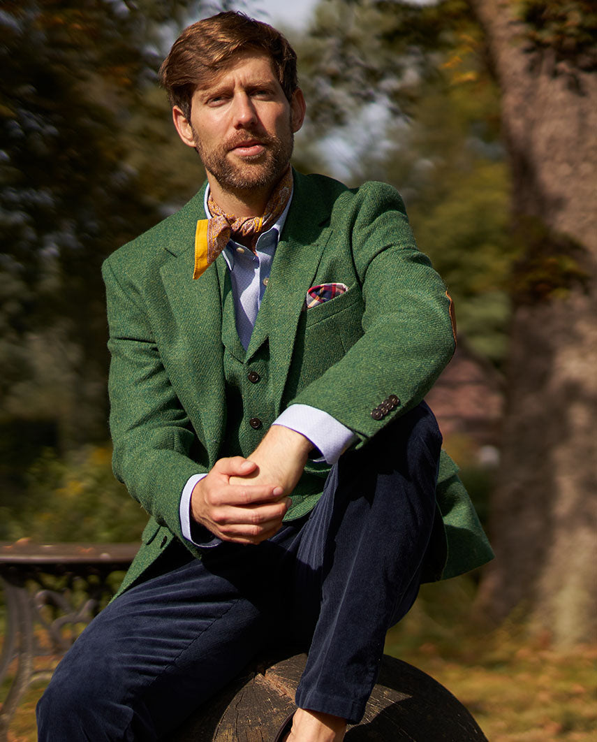 Harris Tweed Sakko "London" in green Twill