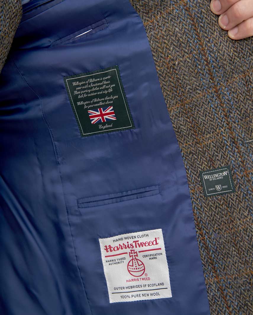 Harris Tweed Sport Coat "London" in green-blue herringbone